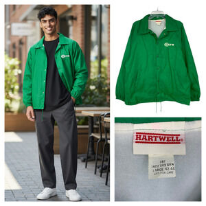Vtg 1980's Hartwell Sz L Green Lined Arlington TX Colts Windbreaker Coach Jacket